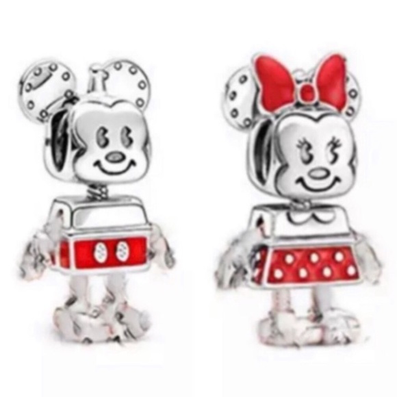 2 Pieces Disney Mickey Minnie Mouse Robot Bot Collection Charm Bundle Set - Picture 1 of 2